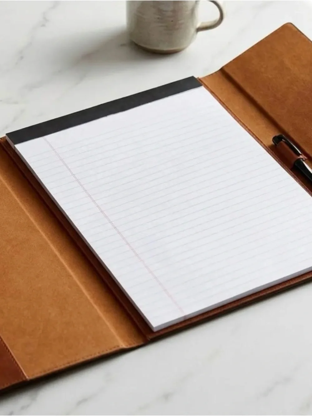 Monogrammed Leather Journal - light brown with the initials MR